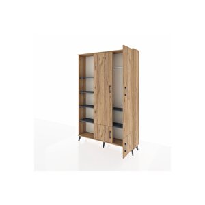 Arges Dolap 6 Raflı 4 Kapaklı Tek Askılı 132x30x195 Çam-çam/antrasit