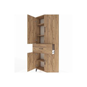Arges Dolap 4 Raflı Tek Çekmeceli 4 Kapaklı 88x30x221 Çam-çam