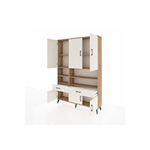 Arges Gardrop 8 Raflı 2 Çekmeceli 6 Kapaklı 132x30x195 Çam-aytaşı