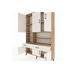 Arges Gardrop 8 Raflı 2 Çekmeceli 6 Kapaklı 132x30x195 Çam-aytaşı