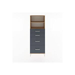 Arges Dolap 2 Raflı 4 Çekmeceli 60x30x163 Çam-antrasit