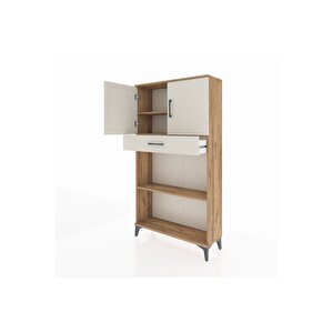 Arges Dolap 3 Raflı Tek Çekmeceli 2 Kapaklı 88x30x163 Çam-aytaşı