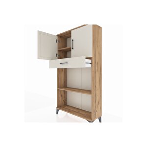 Arges Dolap 3 Raflı Tek Çekmeceli 2 Kapaklı 88x30x163 Çam-aytaşı