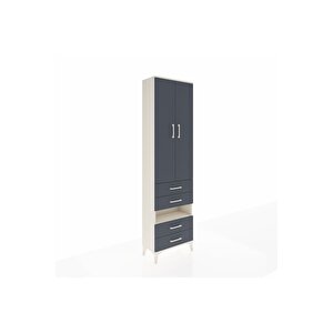 Arges Dolap 4 Raflı 4 Çekmeceli 2 Kapaklı 60x30x221 Aytaşı-antrasit