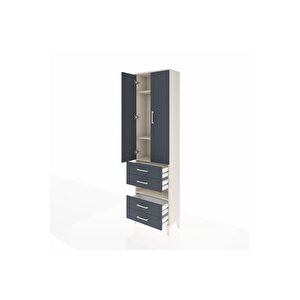 Arges Dolap 4 Raflı 4 Çekmeceli 2 Kapaklı 60x30x221 Aytaşı-antrasit