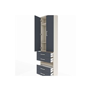 Arges Dolap 4 Raflı 4 Çekmeceli 2 Kapaklı 60x30x221 Aytaşı-antrasit