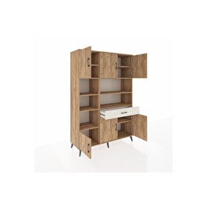 Hyperion Dolap 10 Raflı Tek Çekmeceli 6 Kapaklı 132x44x195 Çam-çam/aytaşı
