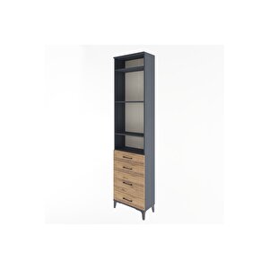 Arges Dolap 4 Raflı 4 Çekmeceli 60x30x243 Antrasit-çam