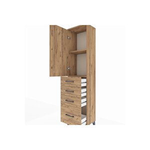 Arges Dolap 2 Raflı 4 Çekmeceli Tek Kapaklı 44x30x182 Çam-çam