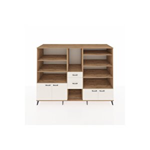 Kronos Dolap 10 Raflı 2 Çekmeceli 4 Kapaklı 220x59x163 Çam-aytaşı