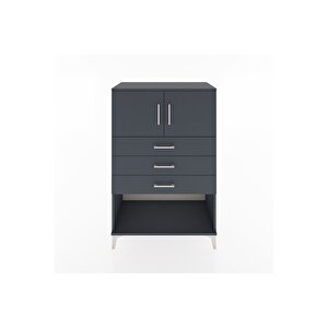 Hyperion Dolap Tek Raflı 3 Çekmeceli 2 Kapaklı 88x44x134 Antrasit-antrasit