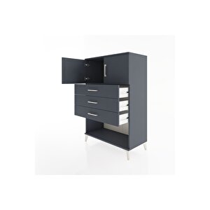 Hyperion Dolap Tek Raflı 3 Çekmeceli 2 Kapaklı 88x44x134 Antrasit-antrasit