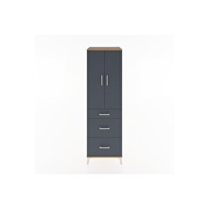 Hyperion Dolap 3 Raflı 3 Çekmeceli 2 Kapaklı 60x44x195 Çam-antrasit