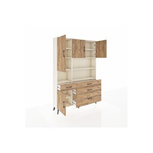 Arges Gardrop 9 Raflı 4 Çekmeceli 4 Kapaklı 132x30x195 Aytaşı-çam