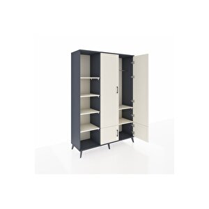 Hyperion Gardrop 6 Raflı 4 Kapaklı Tek Askılı 132x44x195 Antrasit-aytaşı