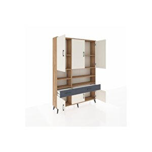 Arges Dolap 8 Raflı 2 Çekmeceli 6 Kapaklı 132x30x195 Çam-aytaşı/antrasit