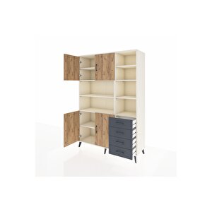 Hyperion Dolap 9 Raflı 4 Çekmeceli 4 Kapaklı 132x44x195 Aytaşı-çam/antrasit