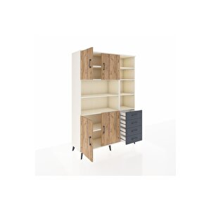 Hyperion Dolap 9 Raflı 4 Çekmeceli 4 Kapaklı 132x44x195 Aytaşı-çam/antrasit