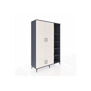 Hyperion Dolap 6 Raflı 4 Kapaklı Tek Askılı 132x44x195 Antrasit-aytaşı/antrasit