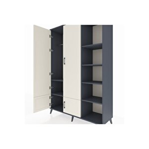 Hyperion Dolap 6 Raflı 4 Kapaklı Tek Askılı 132x44x195 Antrasit-aytaşı/antrasit