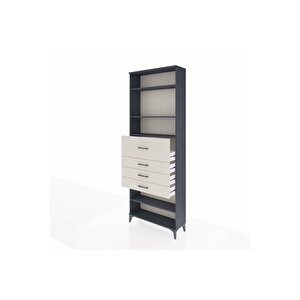 Arges Dolap 4 Raflı 4 Çekmeceli 88x30x243 Antrasit-aytaşı