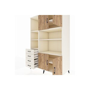 Kronos Dolap 8 Raflı 4 Çekmeceli 4 Kapaklı 132x59x195 Aytaşı-çam/aytaşı