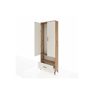 Arges Dolap 2 Raflı Tek Çekmeceli Tek Askılı 88x30x243 Çam-aytaşı