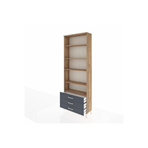 Arges Dolap 5 Raflı 3 Çekmeceli 88x30x243 Çam-antrasit