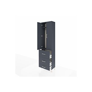 Arges Dolap 2 Raflı 3 Çekmeceli Tek Askılı 60x30x221 Antrasit-antrasit