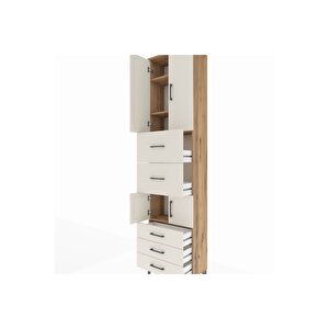 Arges Dolap 4 Raflı 5 Çekmeceli 4 Kapaklı 60x30x243 Çam-aytaşı