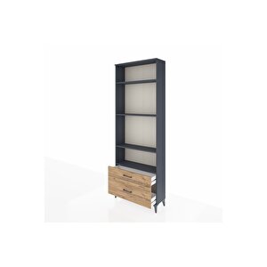 Arges Dolap 4 Raflı 2 Çekmeceli 88x30x243 Antrasit-çam