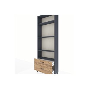 Arges Dolap 4 Raflı 2 Çekmeceli 88x30x243 Antrasit-çam