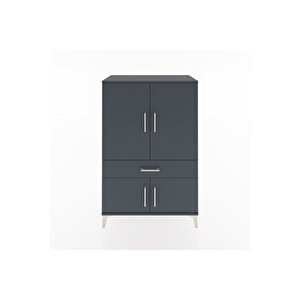 Hyperion Dolap 2 Raflı Tek Çekmeceli 4 Kapaklı 88x44x134 Antrasit-antrasit