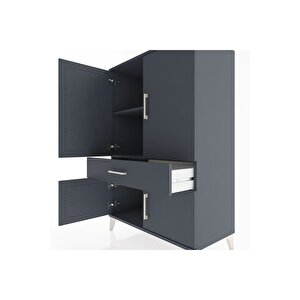 Hyperion Dolap 2 Raflı Tek Çekmeceli 4 Kapaklı 88x44x134 Antrasit-antrasit