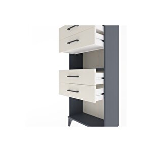 Arges Dolap Tek Raflı 4 Çekmeceli 60x30x134 Antrasit-aytaşı