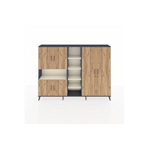 Arges Dolap 13 Raflı 6 Kapaklı 220x30x163 Antrasit-çam/aytaşı