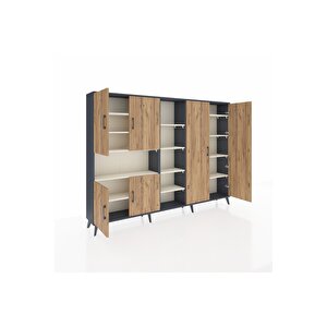 Arges Dolap 13 Raflı 6 Kapaklı 220x30x163 Antrasit-çam/aytaşı