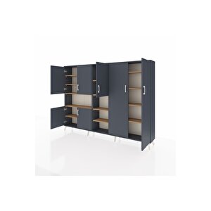 Arges Dolap 13 Raflı 7 Kapaklı 220x30x163 Antrasit-antrasit/çam