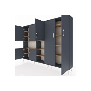 Arges Dolap 13 Raflı 7 Kapaklı 220x30x163 Antrasit-antrasit/çam