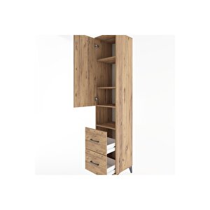 Hyperion Dolap 4 Raflı 2 Çekmeceli Tek Kapaklı 44x44x221 Çam-çam
