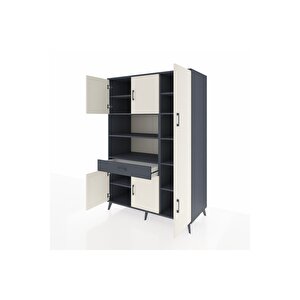 Kronos Dolap 10 Raflı Tek Çekmeceli 6 Kapaklı 132x59x195 Antrasit-aytaşı/antrasit