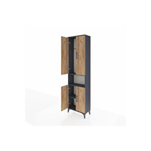 Arges Dolap 3 Raflı 4 Kapaklı Tek Askılı 60x30x221 Antrasit-çam