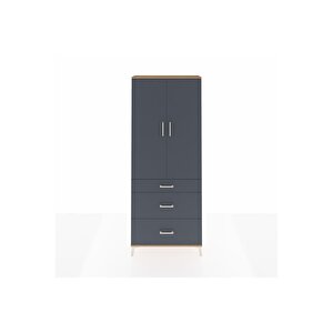 Arges Dolap 3 Raflı 3 Çekmeceli 2 Kapaklı 88x30x221 Çam-antrasit