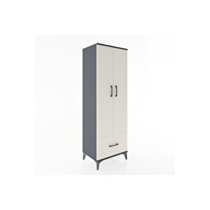 Hyperion Dolap 4 Raflı Tek Çekmeceli 2 Kapaklı 60x44x182 Antrasit-aytaşı