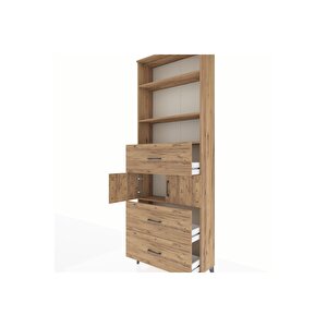 Arges Dolap 4 Raflı 3 Çekmeceli 2 Kapaklı 88x30x243 Çam-çam