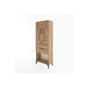 Arges Dolap 3 Raflı 2 Çekmeceli 2 Kapaklı 60x30x163 Çam-çam