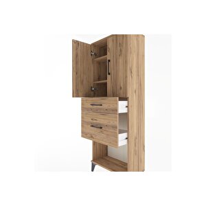 Arges Dolap 3 Raflı 2 Çekmeceli 2 Kapaklı 60x30x163 Çam-çam