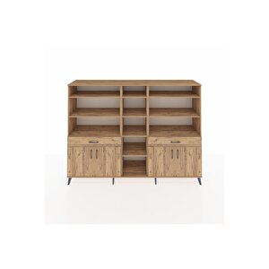 Hyperion Dolap 12 Raflı 2 Çekmeceli 4 Kapaklı 220x44x163 Çam-çam