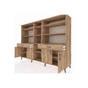 Hyperion Dolap 12 Raflı 2 Çekmeceli 4 Kapaklı 220x44x163 Çam-çam