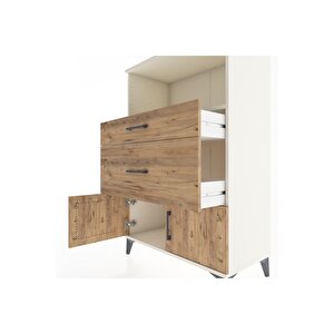Hyperion Dolap Tek Raflı 2 Çekmeceli 2 Kapaklı 88x44x134 Aytaşı-çam